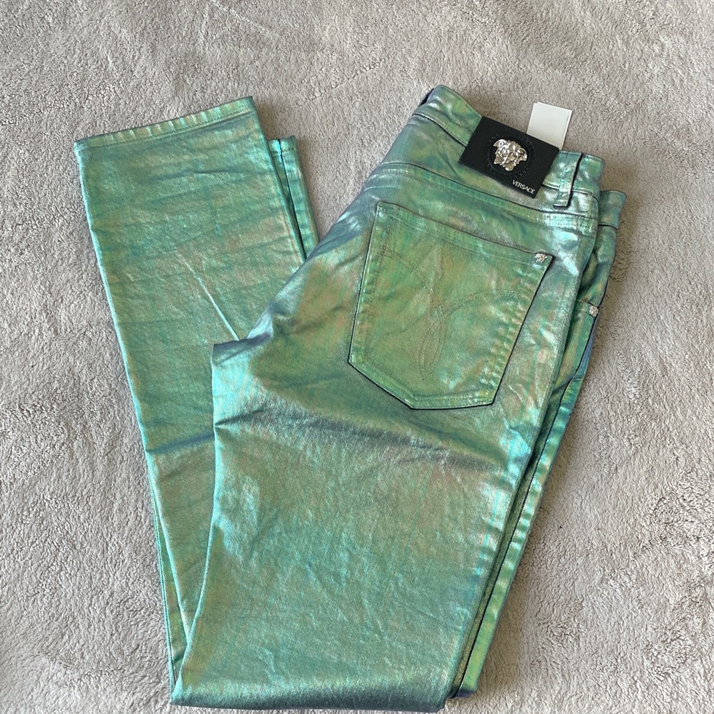 Versace Shimmering Green Mens Jeans
